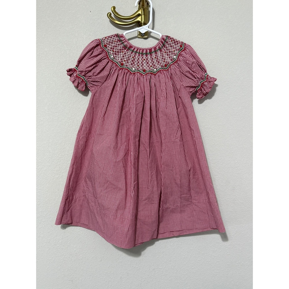 Rosalina Smocked Dress Toddler 2T Red Gingham Embroidered Holiday Classic